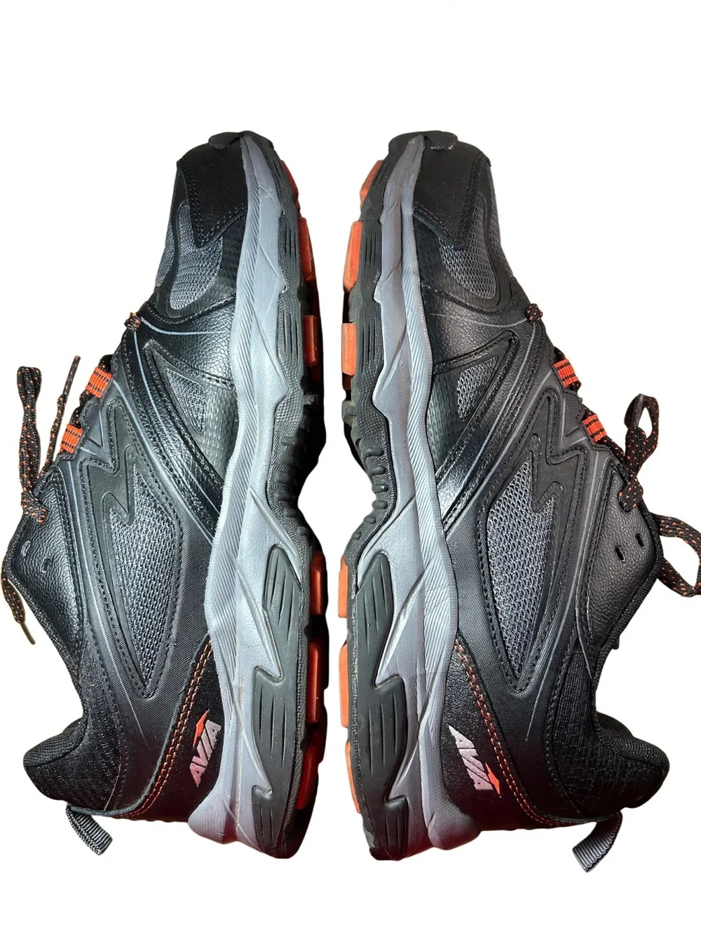 Black and Gray Men's Athletic Sneakers with Orange Accents